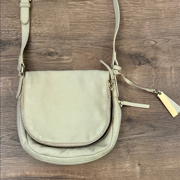 Vince Camuto Bailey Selah Saddlebag in Putty Leather Crossbody Bag - Picture 1 of 11